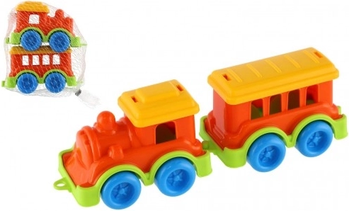 Kleurvolle plastic trein met wagon voor kinderen