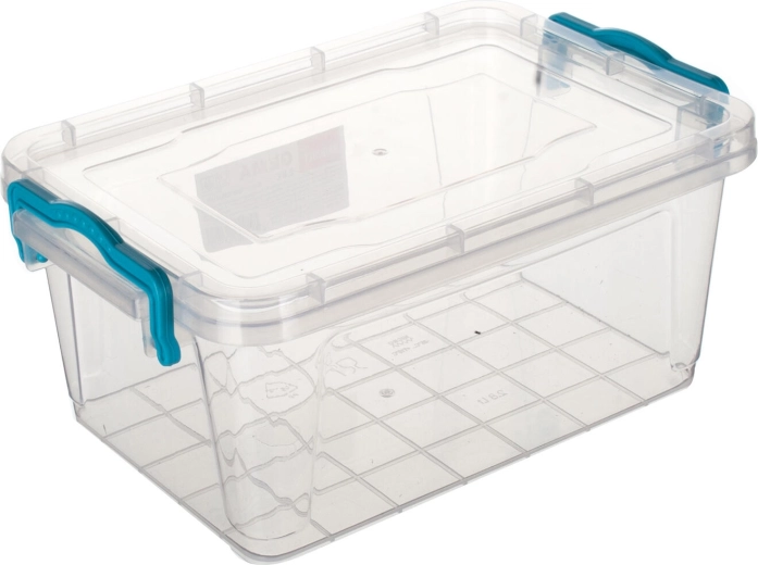 Gema bewaardoos rechthoekig 2,8 l met turkooizen handgrepen