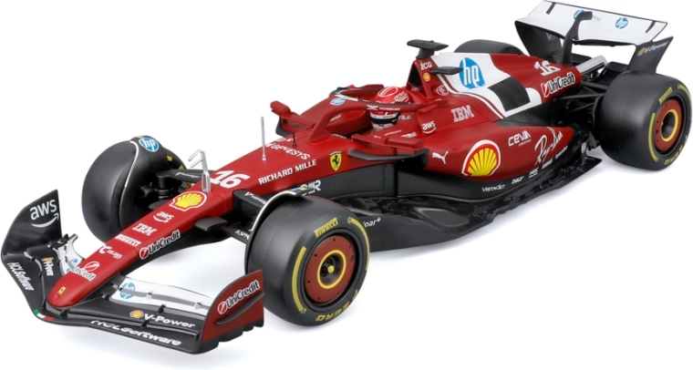 Bburago Ferrari SF-25 2025 F1-model Charles Leclerc 1:18 met helm