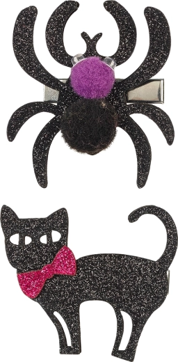 Souza! haarspeldjes Sybil – halloweenkat en spin (2 stuks)