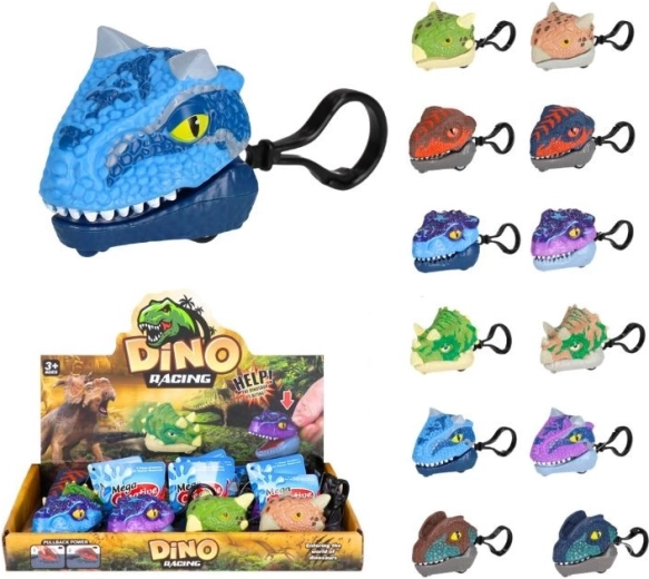 Dinosaurus-sleutelhanger met opwindbaar terugtrekmechanisme (12 kleuren)