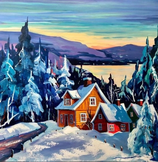 Norimpex Schilderen op nummer Hut in de winter 40 × 50 cm