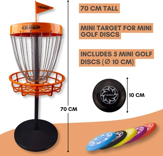Guru mini discgolfset – tuinspel met mand en 5 discs