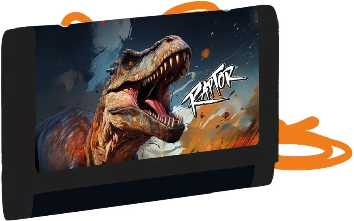 Kinder textielen portemonnee Dino met koord en klittenbandsluiting