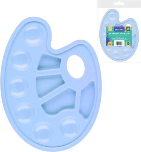 Blauw schilderpalet van plastic met 10 vakjes - 1 stuk
