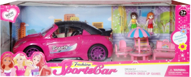 Auto voor een pop met accessoires en 2 poppen