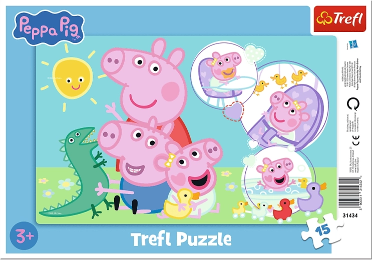 Puzzel Peppa Pig 15 stukjes op ondergrond