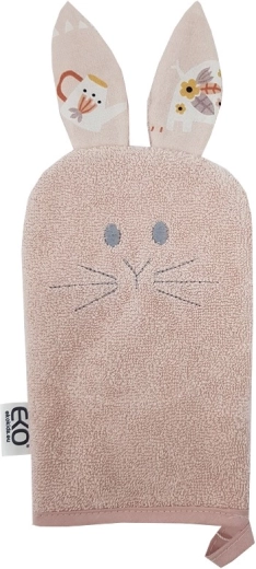 EKO katoenen washand met oortjes Bunny rose pink 20 × 15 cm