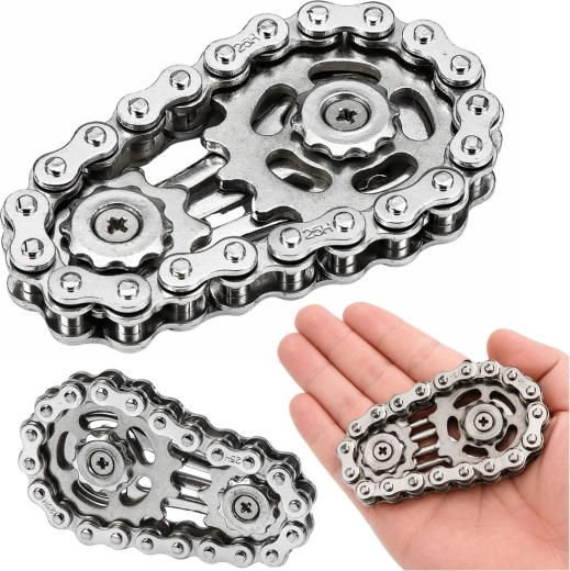 Antistress fidget spinner ketting van roestvrij staal, zilverkleurig