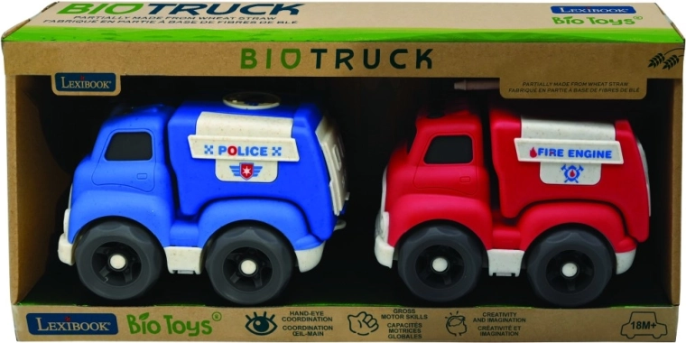 Lexibook set van politie- en brandweerauto van bioplastic 18 cm