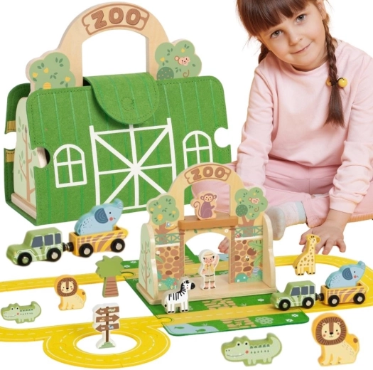 Tooky Toy draagbare mini-dierentuin in een koffertje