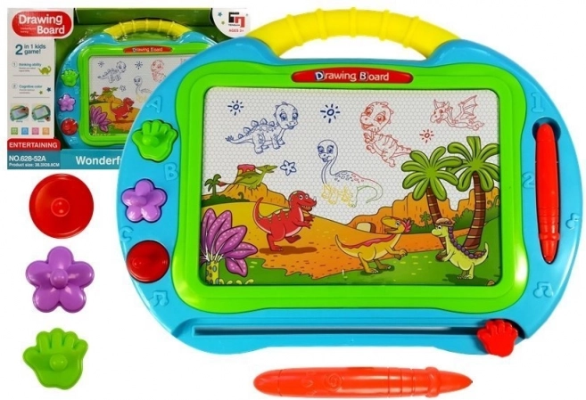 Grote turquoise magnetische tekentablet met stempels