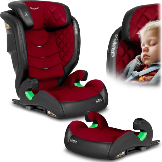 Autostoeltje Nukido Louis 100–150 cm, ISOFIX, zwart‑rood