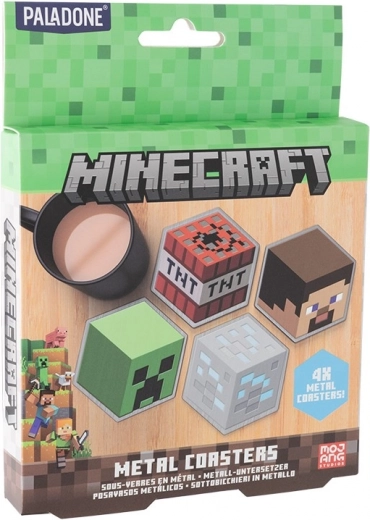 Minecraft metalen onderzetters – set van 4 stuks