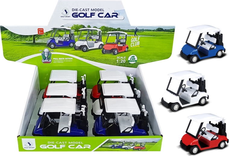 Metalen model golfkar 1:20 met terugtrekmechanisme (mix kleuren)