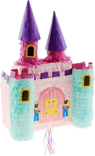 Prinsessenkasteel-piñata met treklintjes