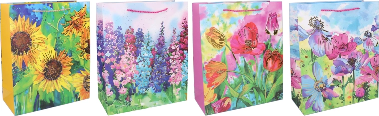 Cadeaupapieren tas M 26 × 32 × 10 cm – bloemenmotieven