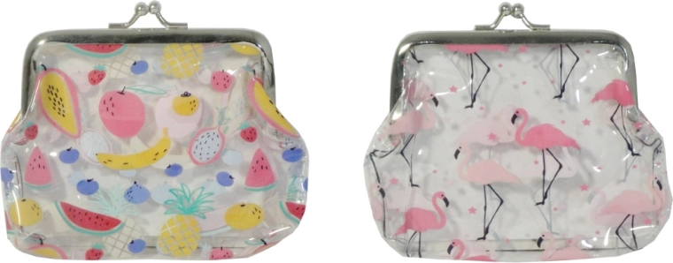 Transparante portemonnee met fruit of flamingo’s voor kinderen
