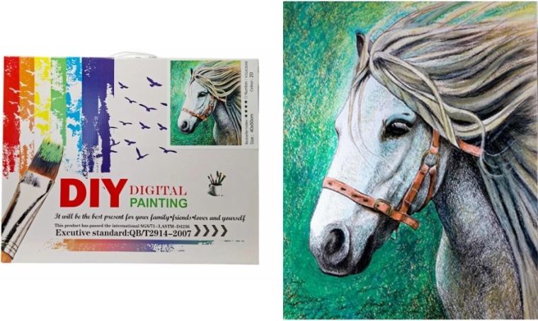 Schilderen op nummer – paard, canvas met frame en verfkits
