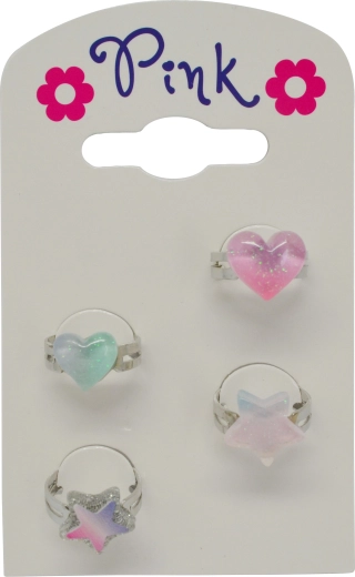 Set kinder-ringetjes hartjes en sterretjes, 4 stuks