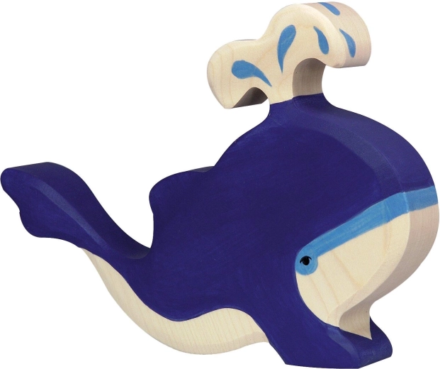 Holztiger blauwe walvis met waterstraal - 1 stuk