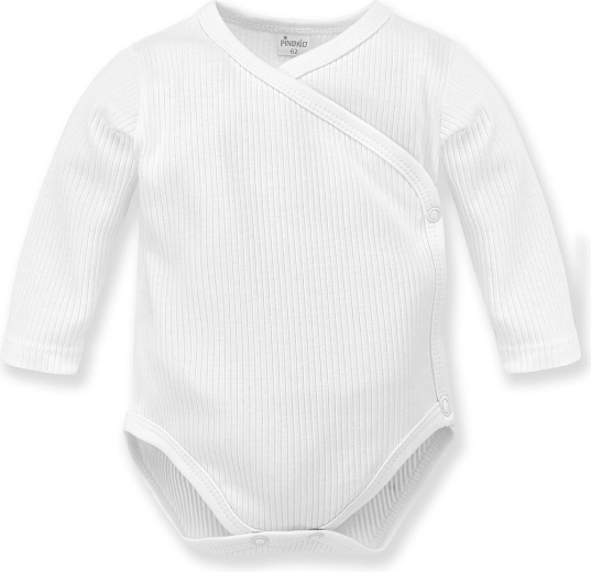 Omslagromper met lange mouwen van ribstof PINOKIO Lovely Day, wit, maat 68