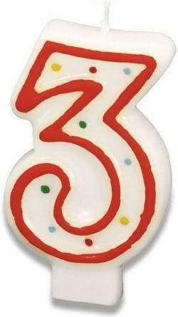 Kaars voor taart cijfer 3, 7,3 cm
