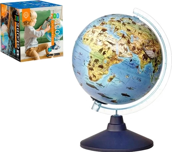 Interactieve verlichte wereldbol Alaysky – wereldkaart met dieren 25 cm