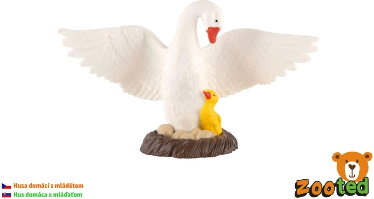 Figuur van een tamme gans met een jong