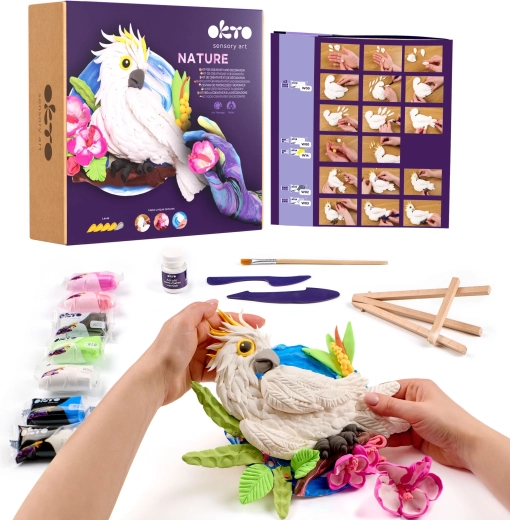 OKTO Nature creatieve boetseerset kaketoe-papegaai