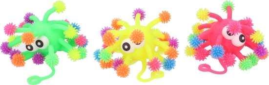 Kleurvolle stuiterbal met ogen 11 cm