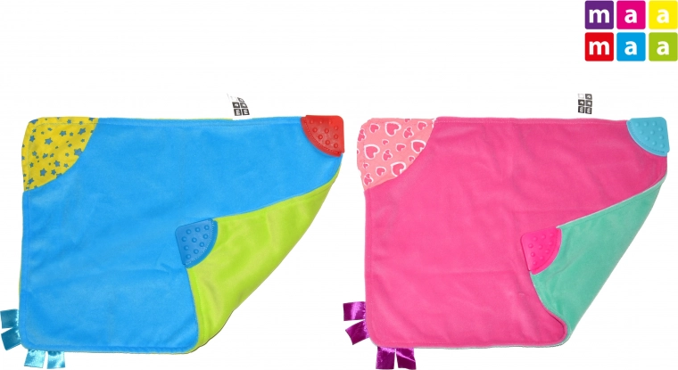 Knuffeldoekje met bijtring – Blauw