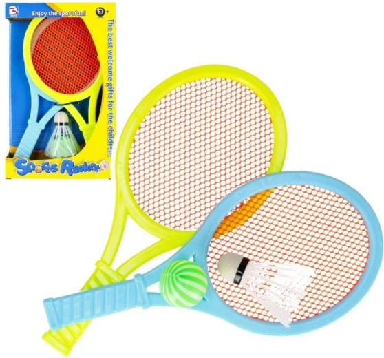 Kinderset rackets met bal en shuttle voor badminton