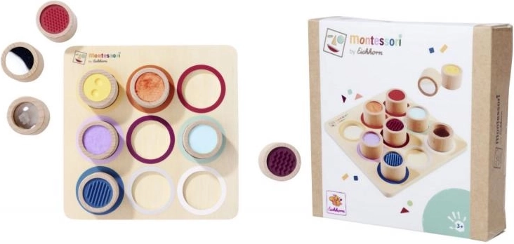 Montessori voelbord met 9 sensorische cilinders