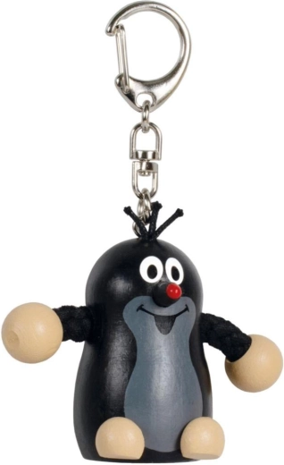 Houten sleutelhanger Mol met karabiner 9 cm