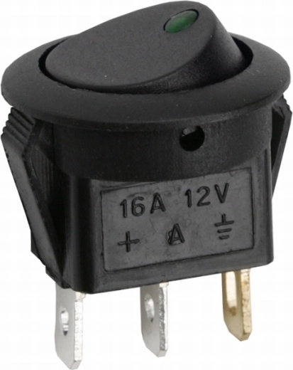 Ronde wipschakelaar met groene led