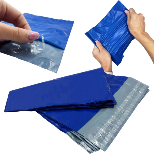 Blauwe poly postzakken A3 310 × 420 mm, verpakking 50 stuks