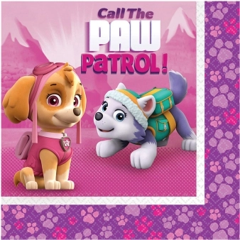 Paw Patrol Pink papieren servetten 33 x 33 cm (20 stuks)