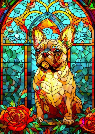 ENJOY puzzel glas-in-lood met Franse bulldog 1000 stukjes