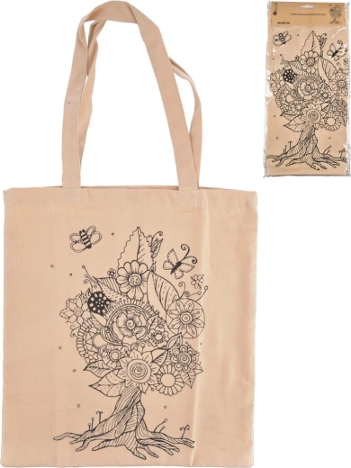 Beige katoenen tas Levensboom