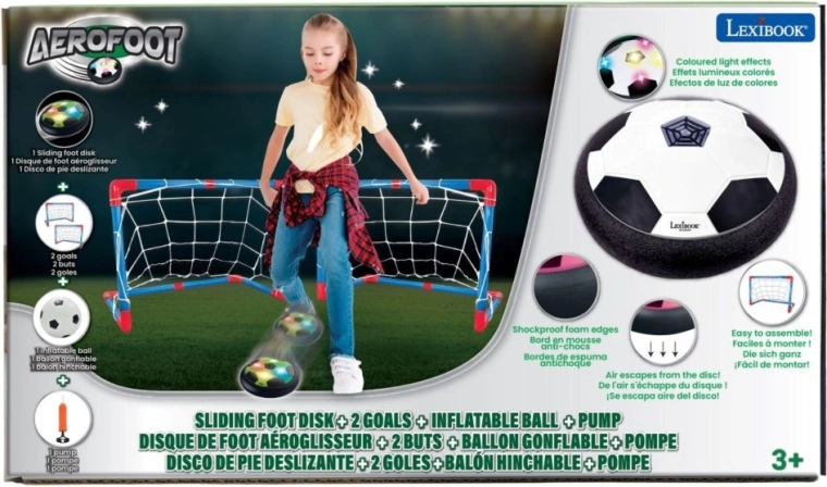 Lexibook AeroFoot – verlichte voetbalschijf met 2 draagbare doelen