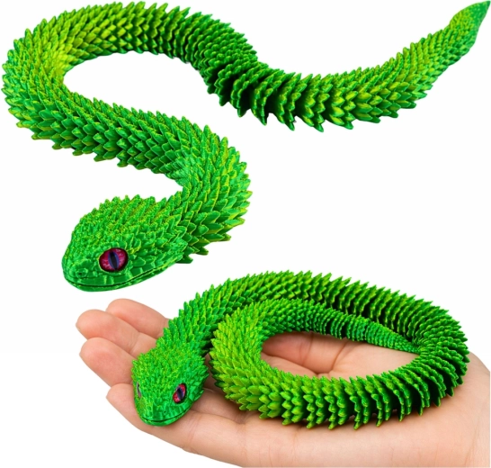 Beweegbare 3D decoratieve figuur – gesegmenteerde groene slang 45 cm