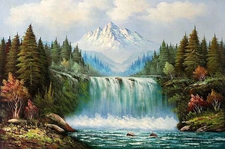 NORIMPEX Schilderen op nummer landschap met waterval en berg 40 × 50 cm