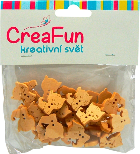 Houten knopen met kattenmotief, 30 stuks (16 × 21 mm)