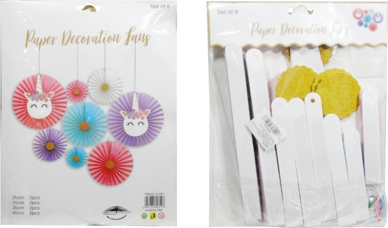 Verjaardagsdecoratie – set van 8 gekleurde rozetten