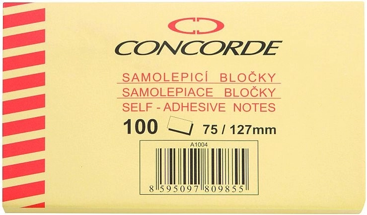 Zelfklevend blocnote geel 75 × 127 mm, 100 vellen