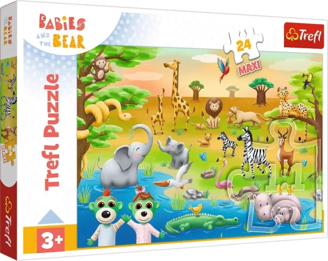 Trefl puzzel maxi 24 stukjes – BOBAŠKI EN BEER met dieren