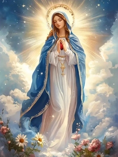 Norimpex diamant schilderen Maagd Maria Onbevlekt in de hemel 30 × 40 cm