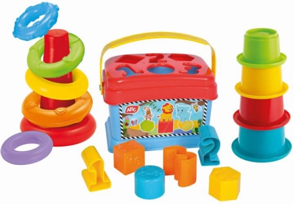 3-in-1 Speelset - inlegpuzzel, piramide en bekertjes