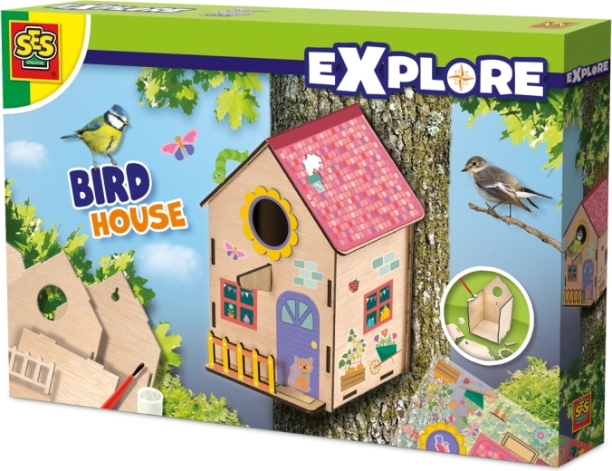 Houten set voor het maken van een vogelhuisje